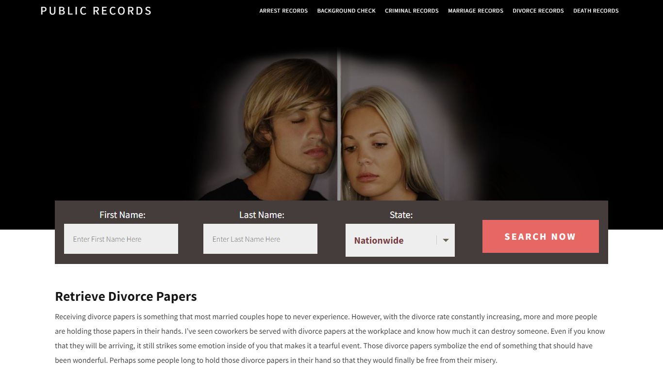 Retrieve Divorce Paper - Public Records